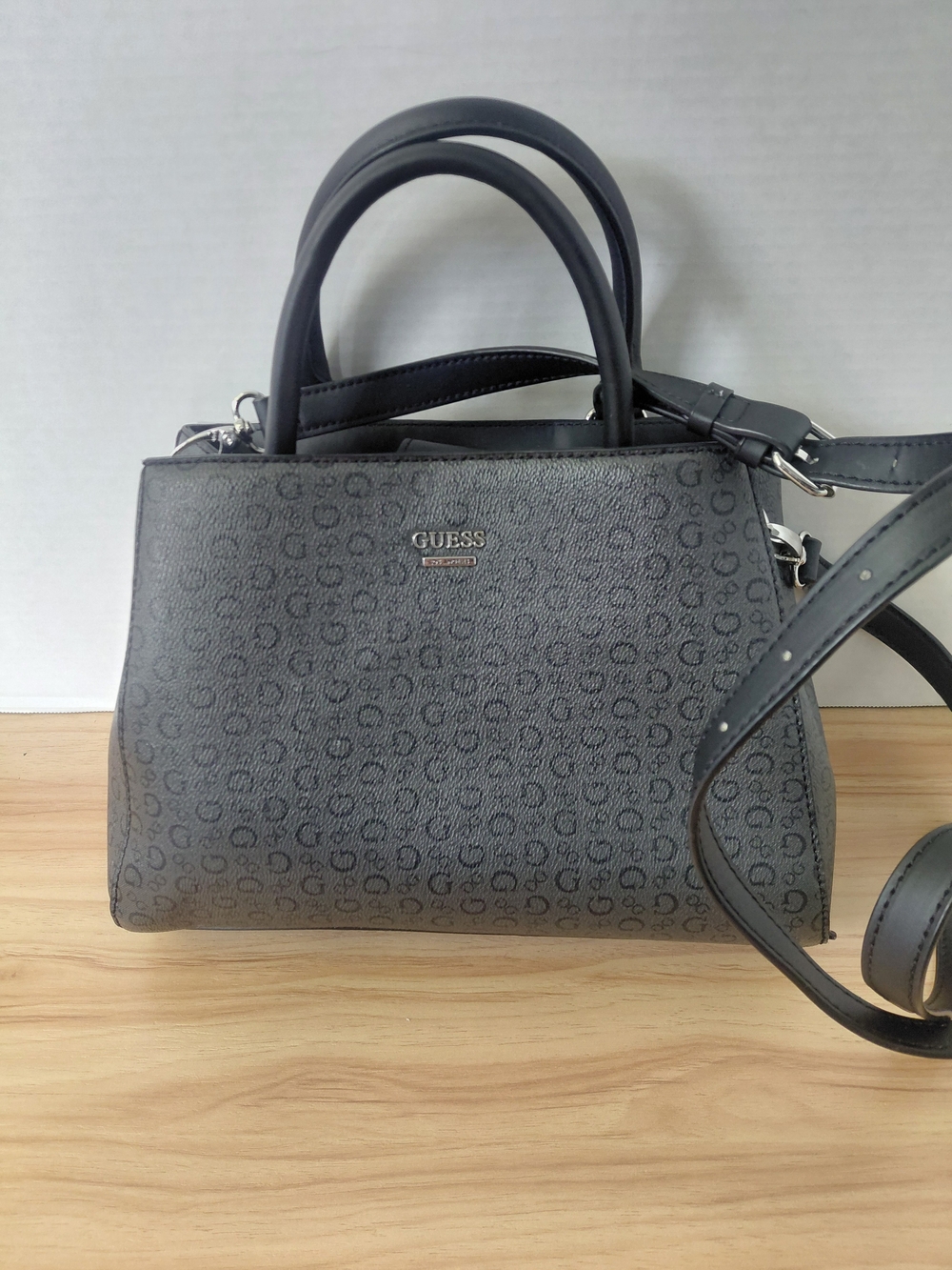GUESS Black Signature Satchel Handbag